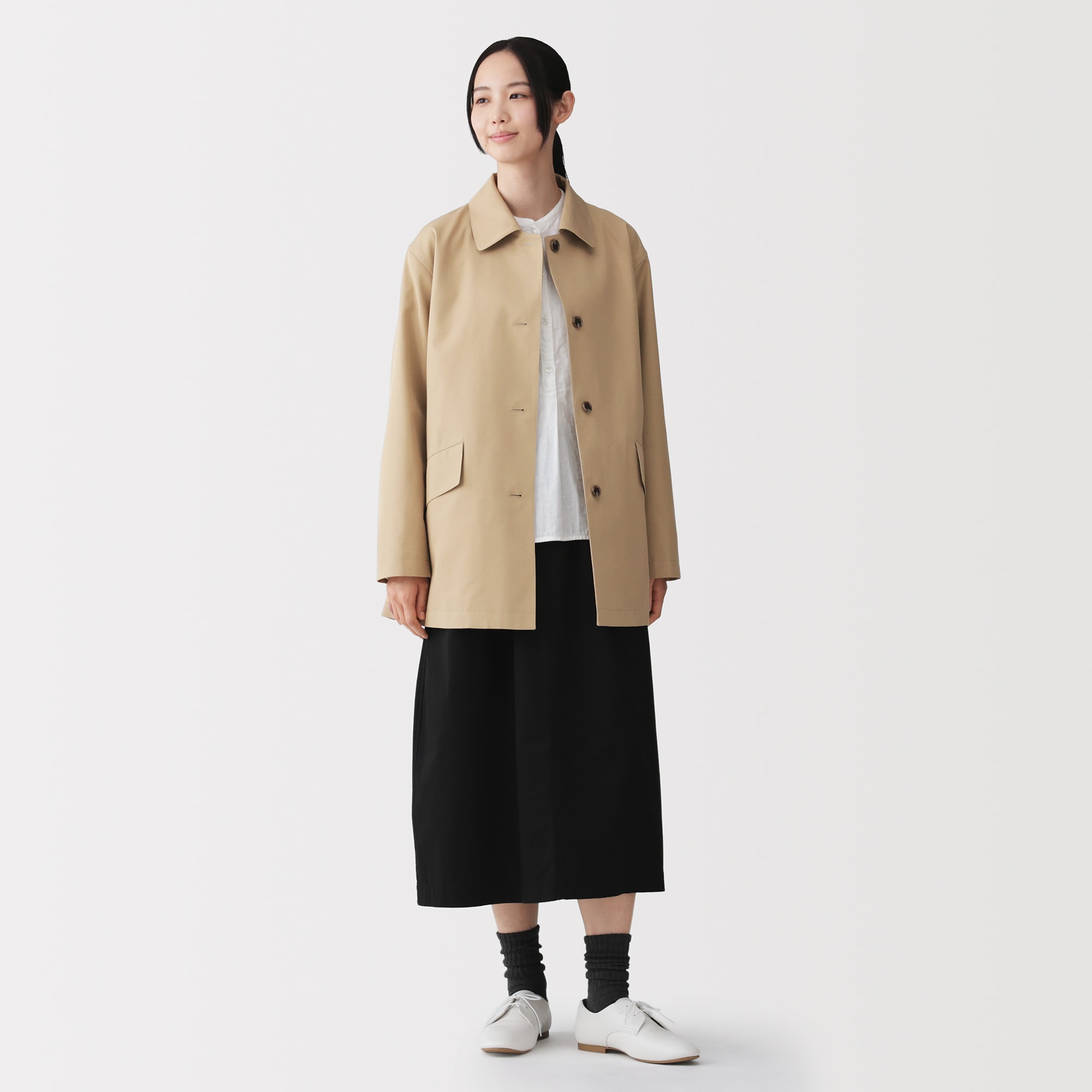 婦人 撥水 コットン混 ツイル ステンカラーハーフコート | 無印良品