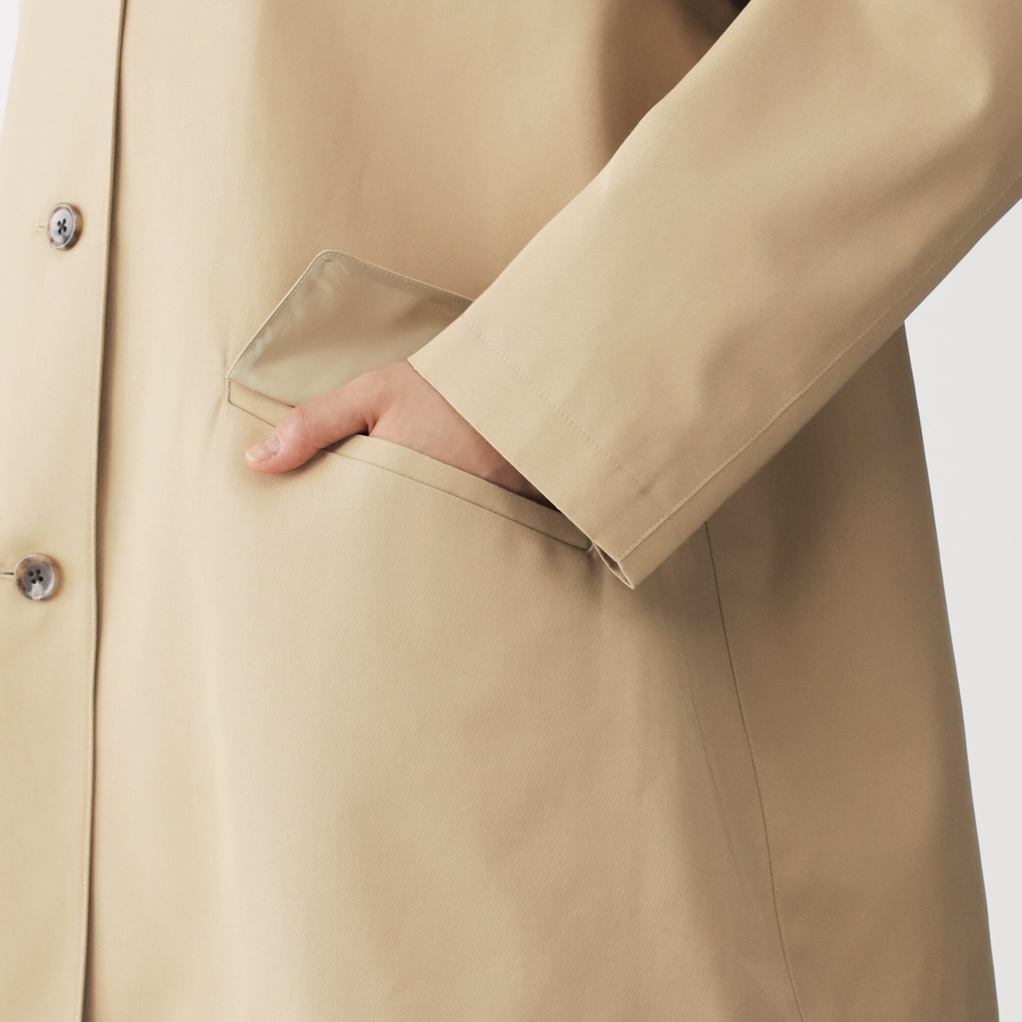 婦人 撥水 コットン混 ツイル ステンカラーハーフコート | 無印良品