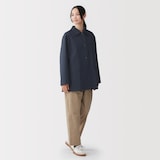 婦人　撥水　コットン混　ツイル　ステンカラーハーフコート