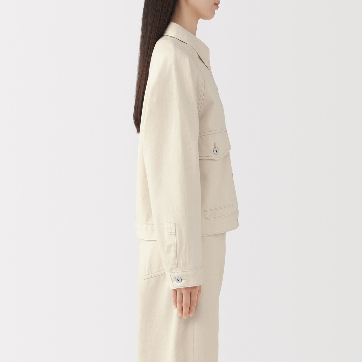 婦人　木の実から作ったカポック混デニムジャケット　黒