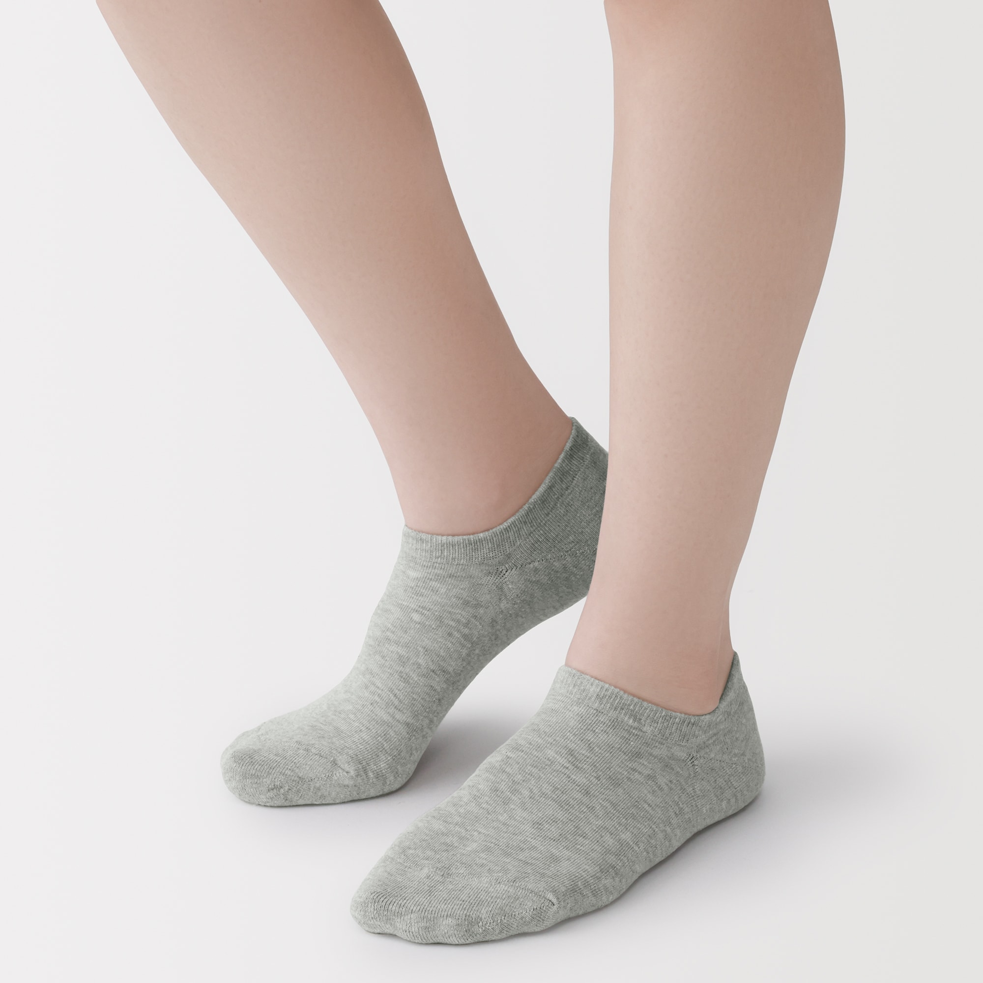 婦人　足なり直角　パイル編みスニーカーイン　※杢色