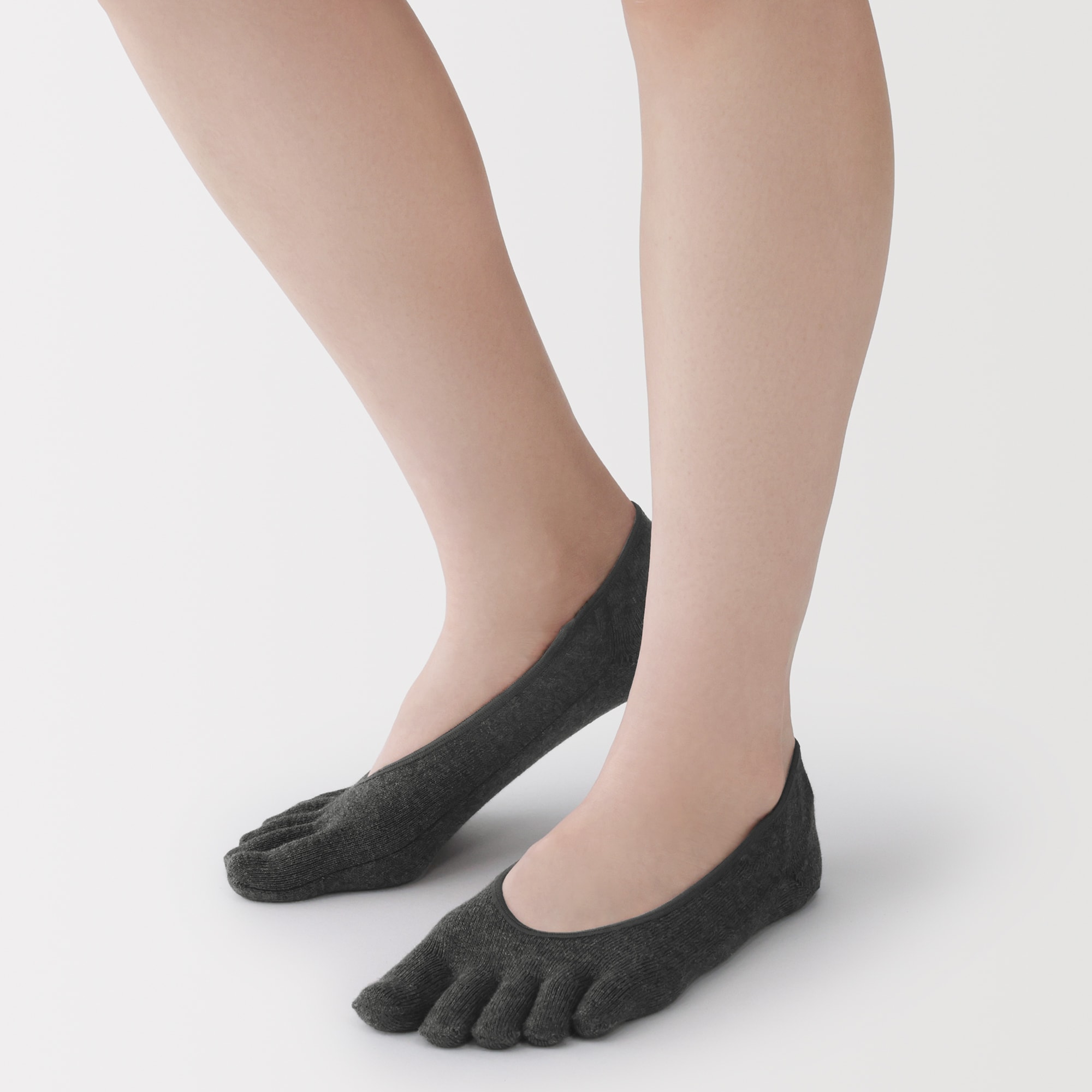 婦人　かかと滑り止め付き　深履き　５本指フットカバー　※再生コットン