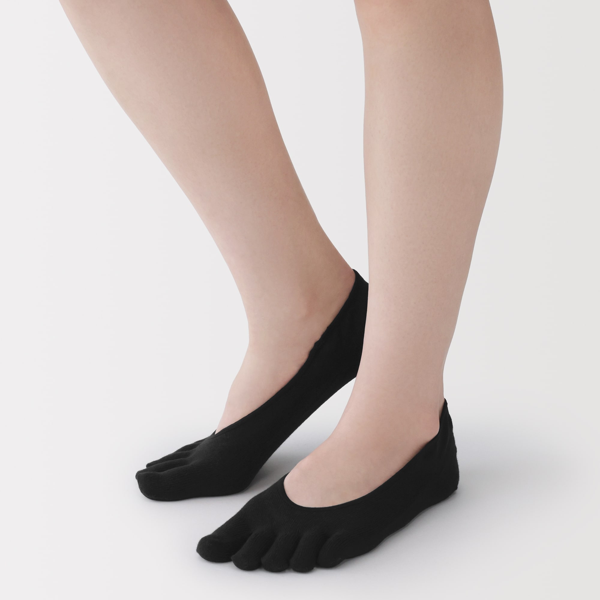 婦人　かかと滑り止め付き　深履き　５本指フットカバー　※再生コットン