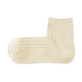 婦人　足なり直角　履き口やわらか　太リブショート丈靴下