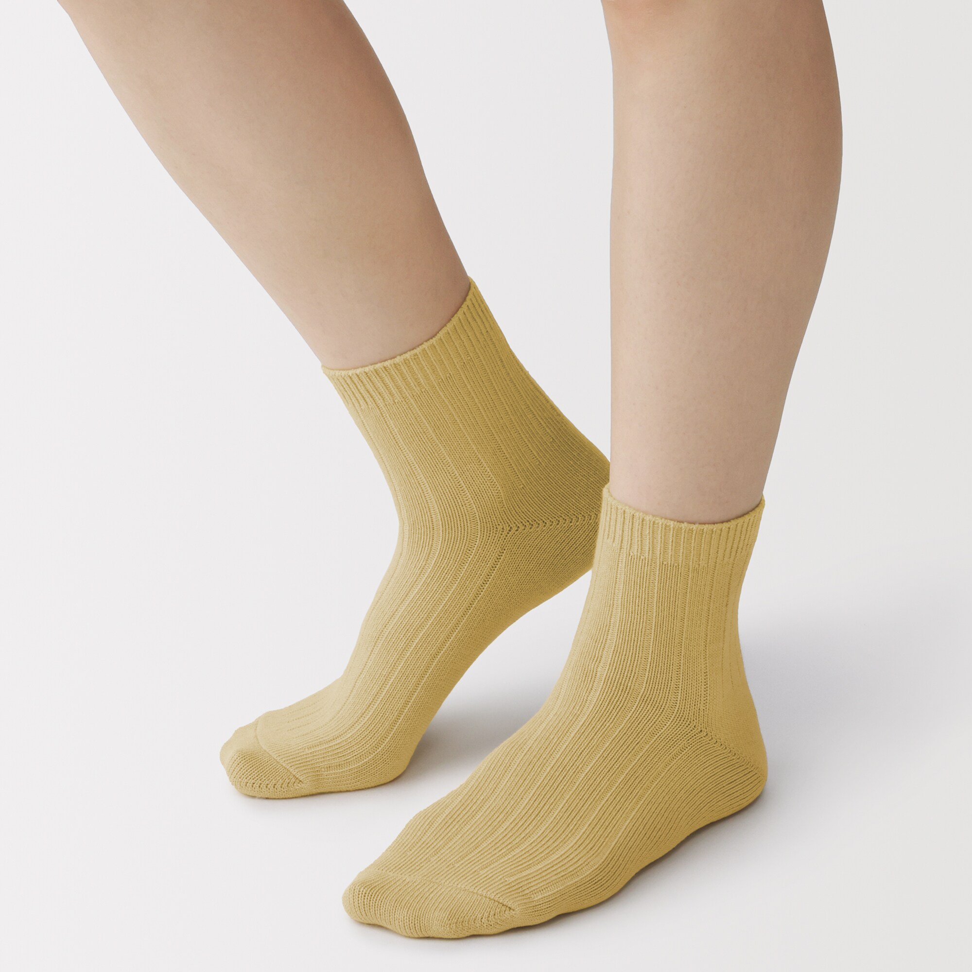 婦人　足なり直角　履き口やわらか　太リブショート丈靴下