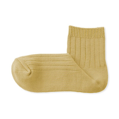 婦人　足なり直角　履き口やわらか　太リブショート丈靴下