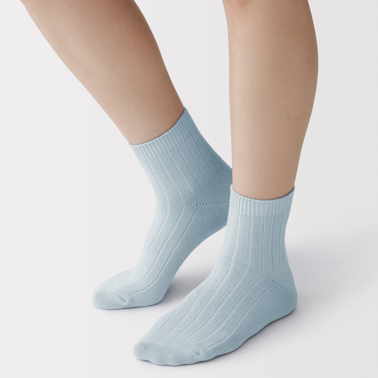 婦人　足なり直角　履き口やわらか　太リブショート丈靴下