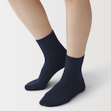 婦人　足なり直角　履き口やわらか　太リブショート丈靴下