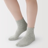 婦人　足なり直角　履き口やわらか　パイル編み　ショート丈靴下　※杢色