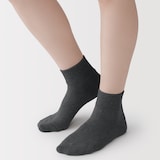 婦人　足なり直角　履き口やわらか　パイル編み　ショート丈靴下　※杢色