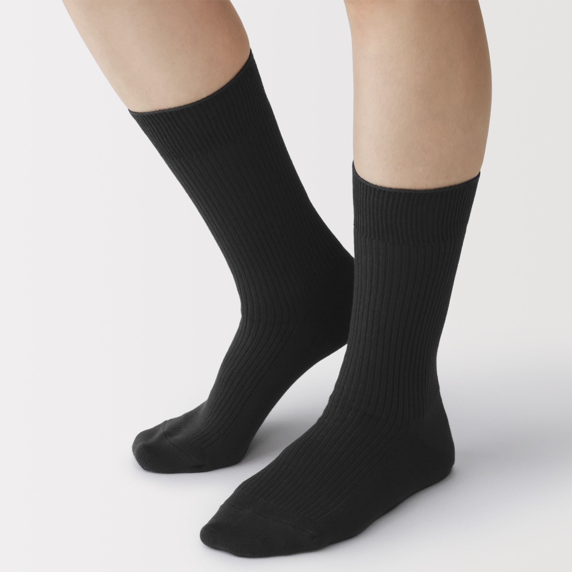 婦人　足なり直角　リブ編み靴下