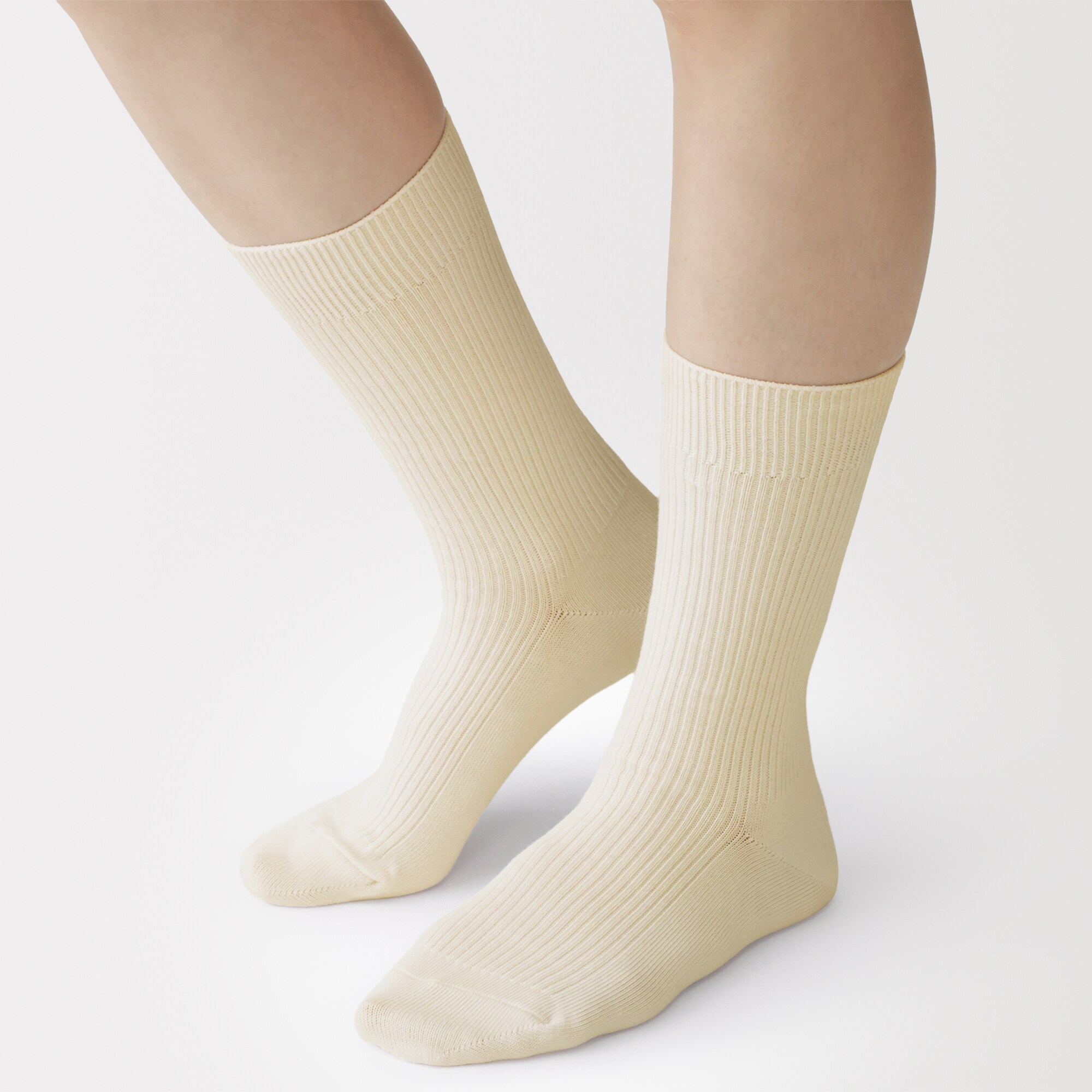 婦人　足なり直角　リブ編み靴下