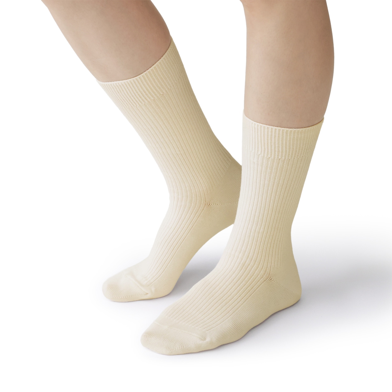 婦人　足なり直角　リブ編み靴下