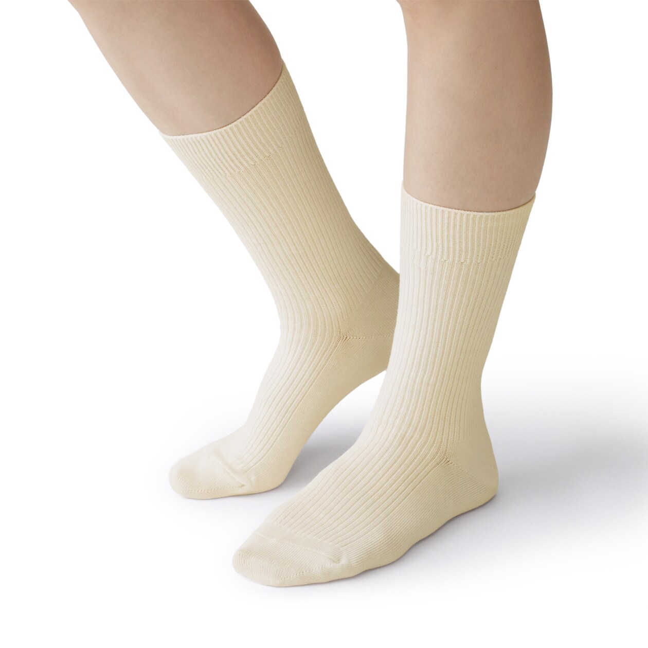 婦人　足なり直角　リブ編み靴下