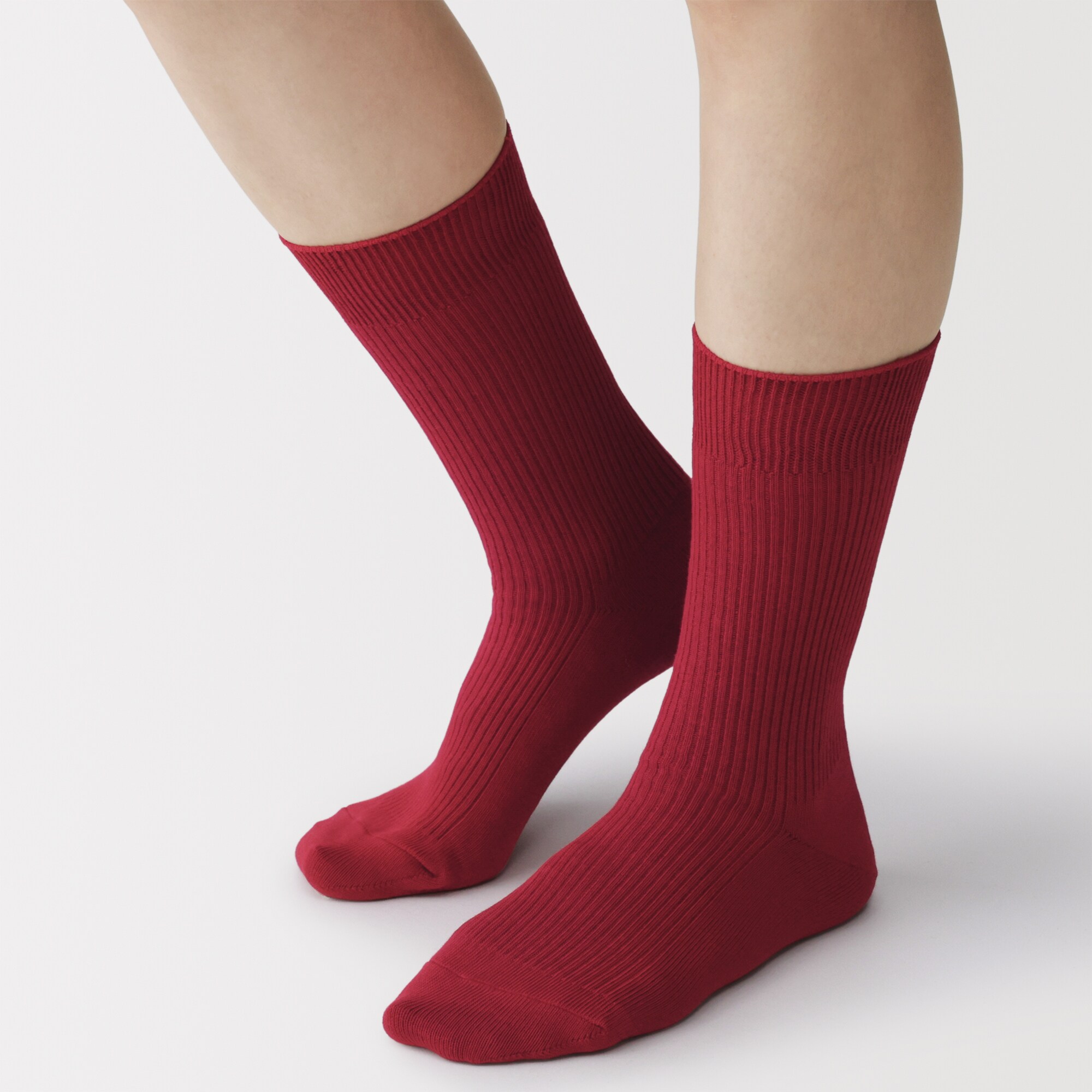 婦人　足なり直角　リブ編み靴下