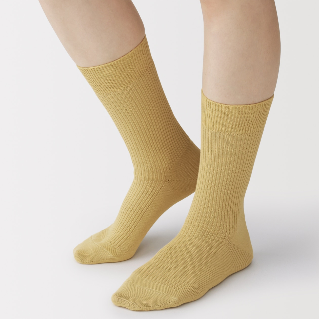 婦人　足なり直角　リブ編み靴下