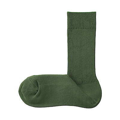 婦人　足なり直角　リブ編み靴下