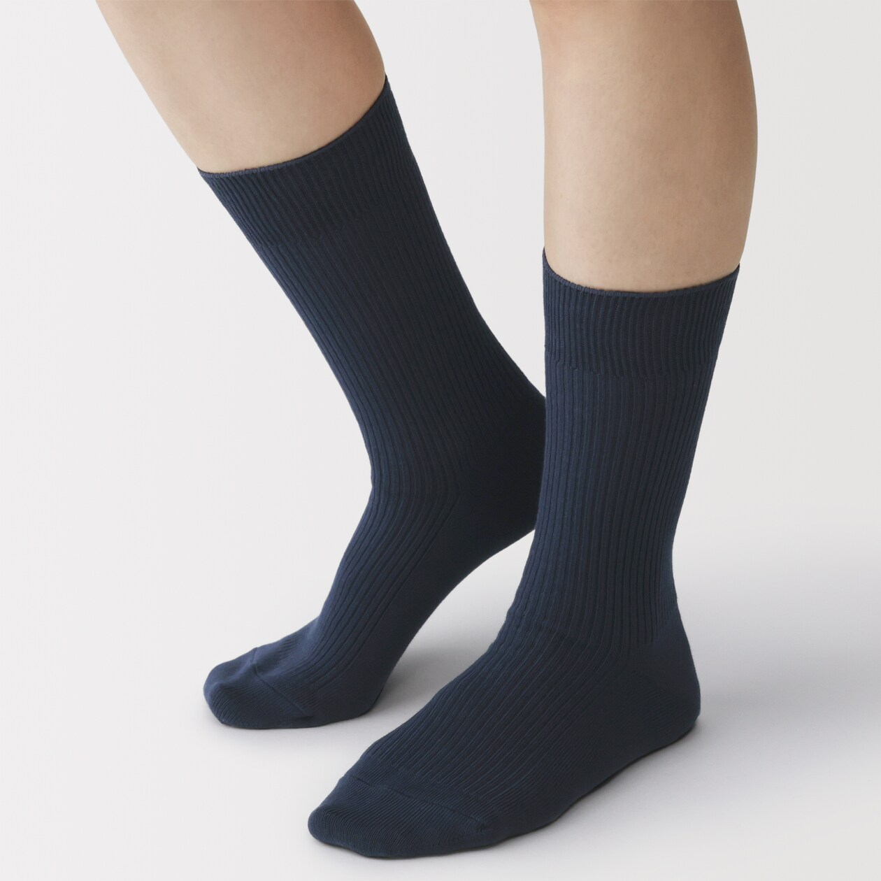 婦人　足なり直角　リブ編み靴下