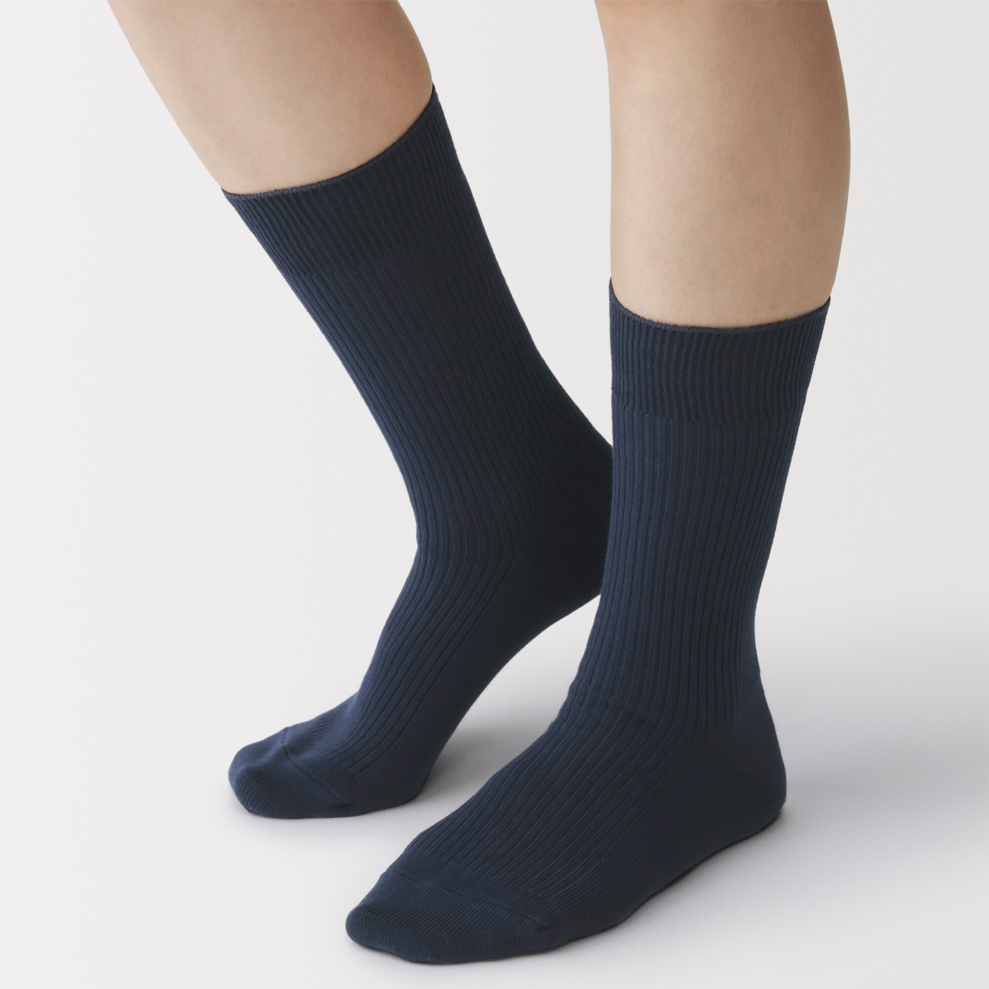 婦人　足なり直角　リブ編み靴下