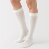 婦人　足なり直角　履き口やわらか　なめらかシアー　リブハイソックス