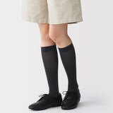 婦人　足なり直角　履き口やわらか　なめらかシアー　リブハイソックス