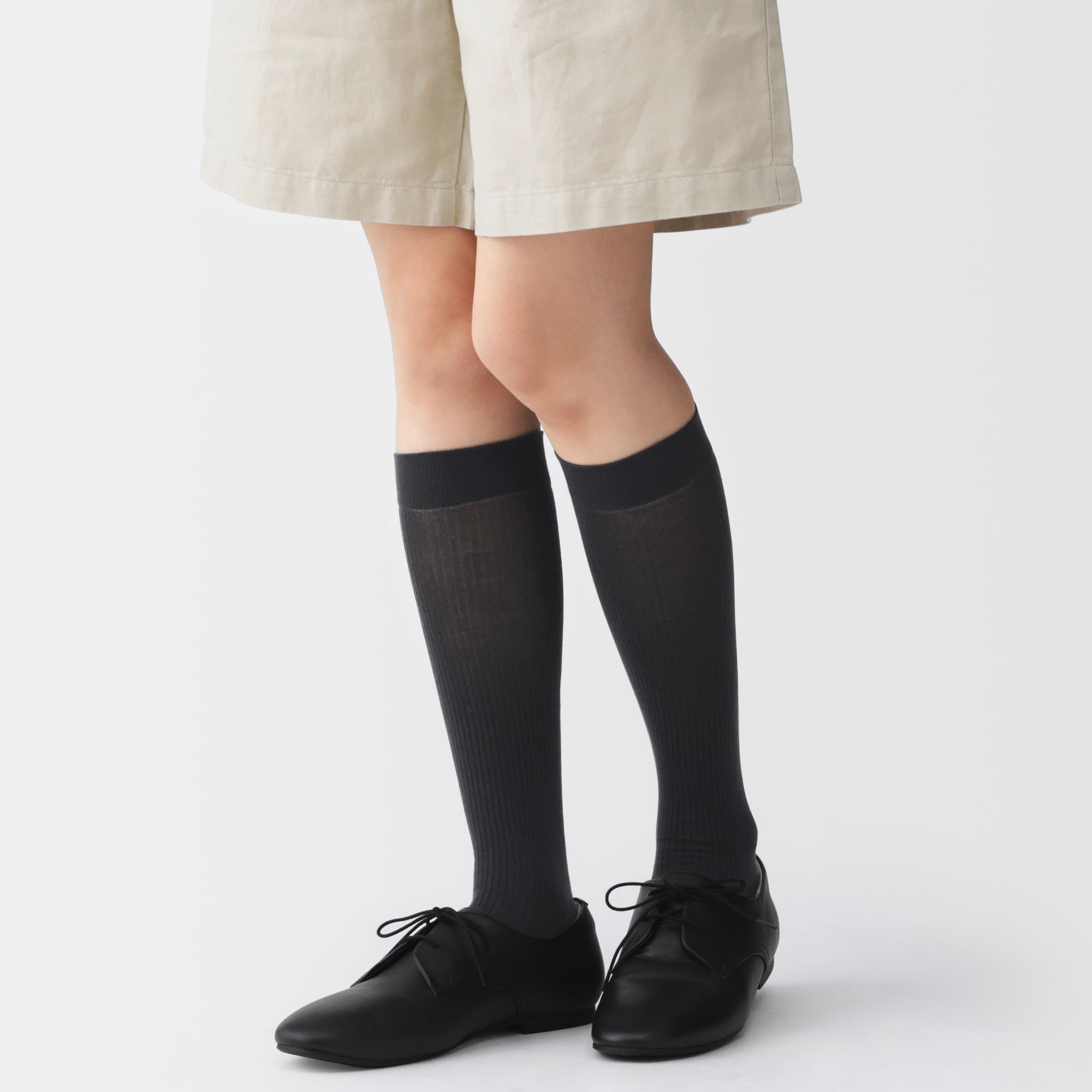 婦人　足なり直角　履き口やわらか　なめらかシアー　リブハイソックス