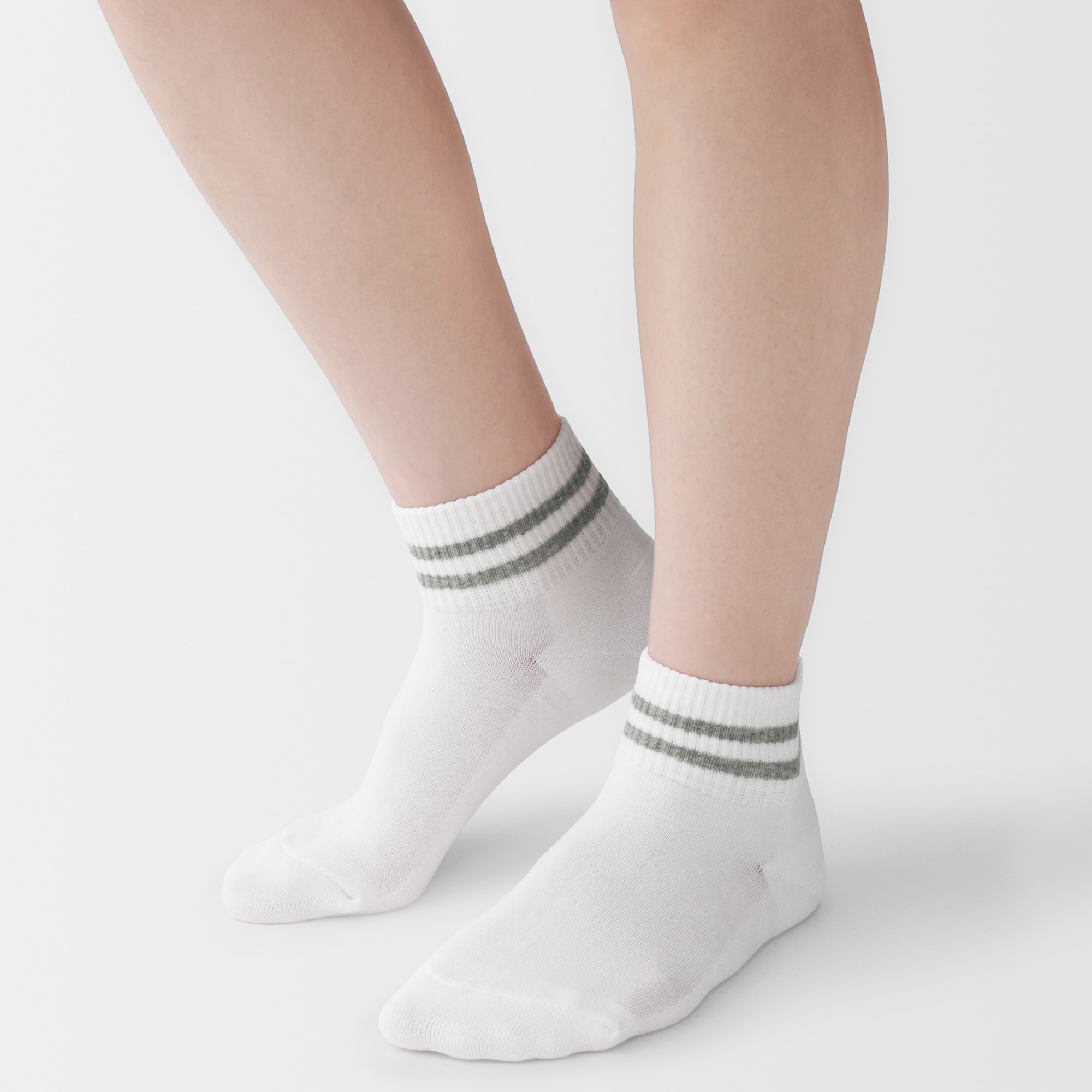 婦人　足なり直角　履き口やわらか　パイル編み　ショート丈靴下（細ライン）