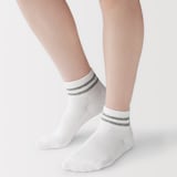 婦人　足なり直角　履き口やわらか　パイル編み　ショート丈靴下（細ライン）