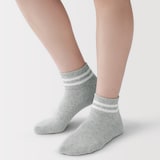 婦人　足なり直角　履き口やわらか　パイル編み　ショート丈靴下（細ライン）