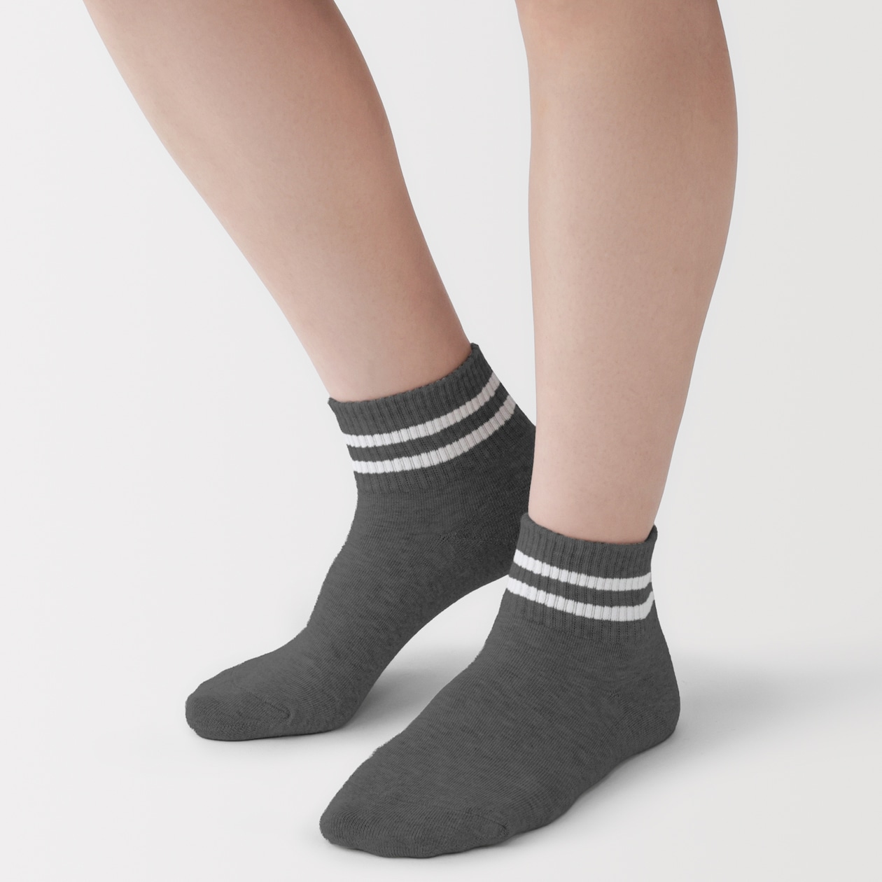 婦人　足なり直角　履き口やわらか　パイル編み　ショート丈靴下（細ライン）