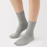 婦人　足なり直角　履き口やわらか　ざっくり透かし編み靴下