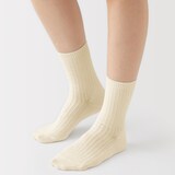 婦人　足なり直角　履き口やわらか　ざっくり透かし編み靴下