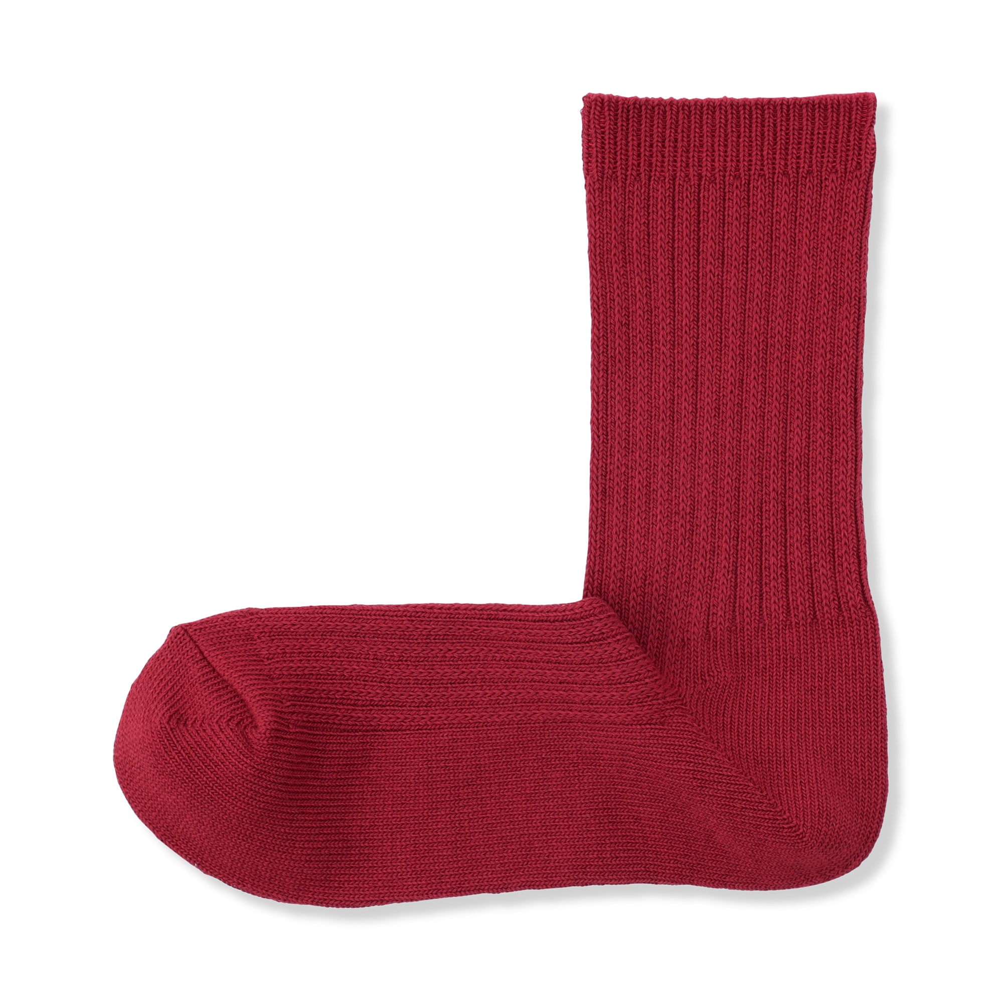 透かし編みの靴下　赤② 手編み 婦人 足なり直角 履き口やわらか ざっくり透かし編み靴下 | 無印良品