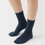 婦人　足なり直角　履き口やわらか　ざっくり透かし編み靴下