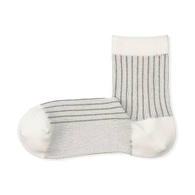 婦人　足なり直角　履き口やわらか　ジャカード　ショート丈靴下