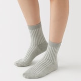 婦人　足なり直角　履き口やわらか　ジャカード　ショート丈靴下