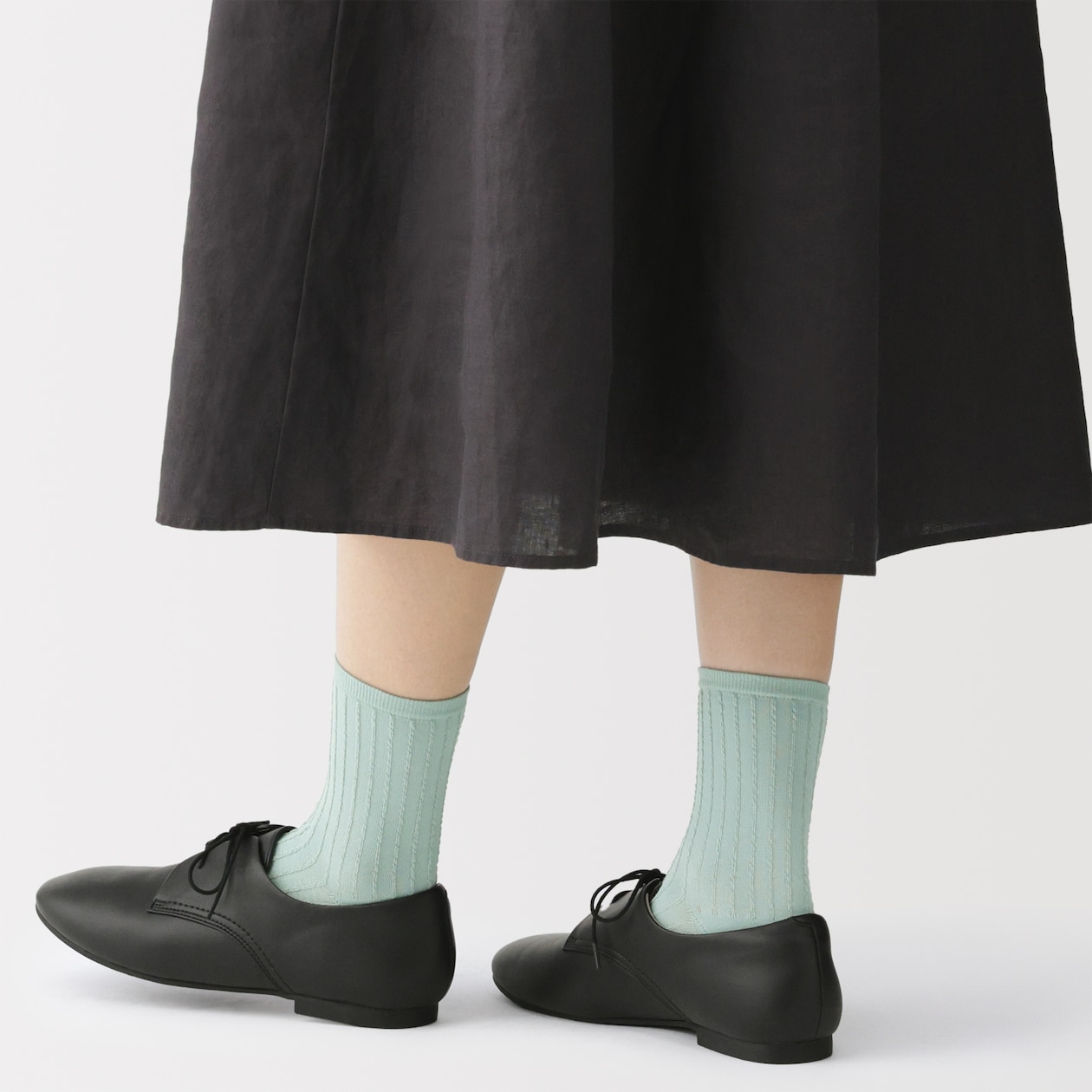 婦人　足なり直角　履き口やわらか　ストライプ編み　ショート丈靴下