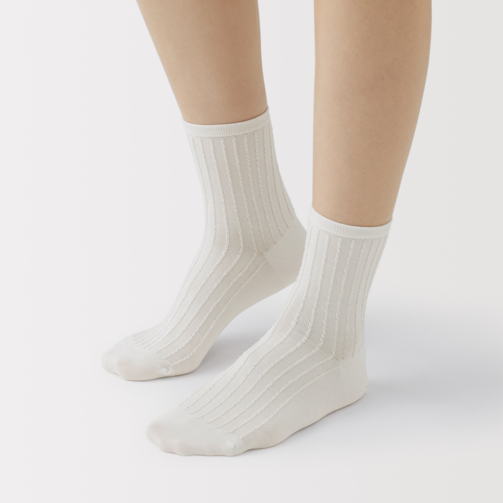 婦人　足なり直角　履き口やわらか　ストライプ編み　ショート丈靴下