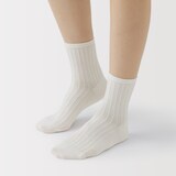 婦人　足なり直角　履き口やわらか　ストライプ編み　ショート丈靴下