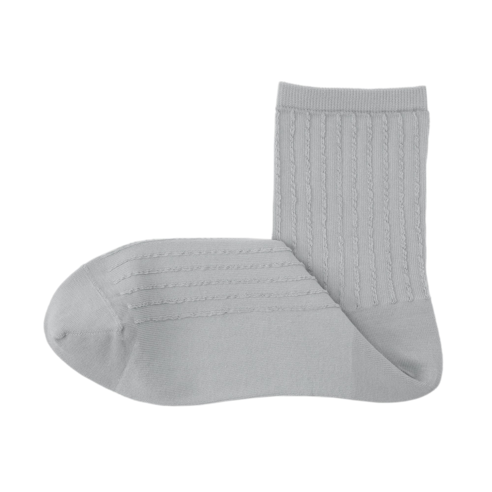 婦人　足なり直角　履き口やわらか　ストライプ編み　ショート丈靴下