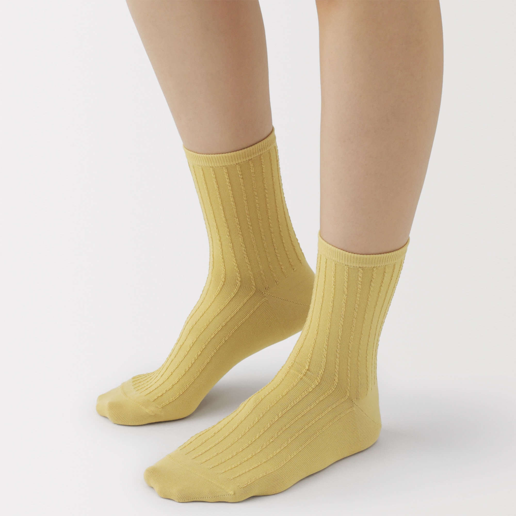 婦人　足なり直角　履き口やわらか　ストライプ編み　ショート丈靴下