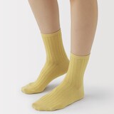 婦人　足なり直角　履き口やわらか　ストライプ編み　ショート丈靴下