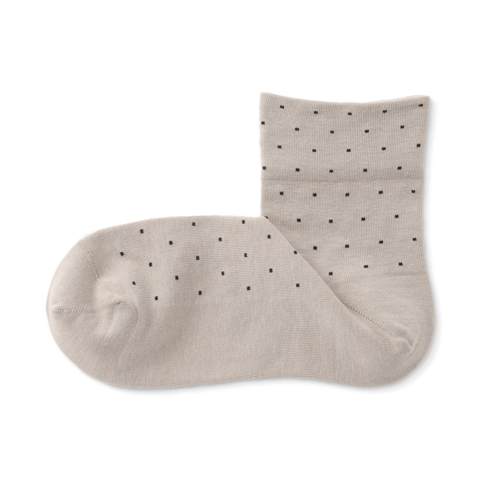 婦人　足なり直角　履き口やわらか　ドット柄　ショート丈靴下（口ゴムなし）