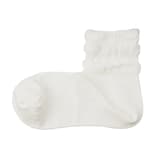 婦人　足なり直角　履き口やわらか　レーヨン混薄手フリル　ショート丈靴下