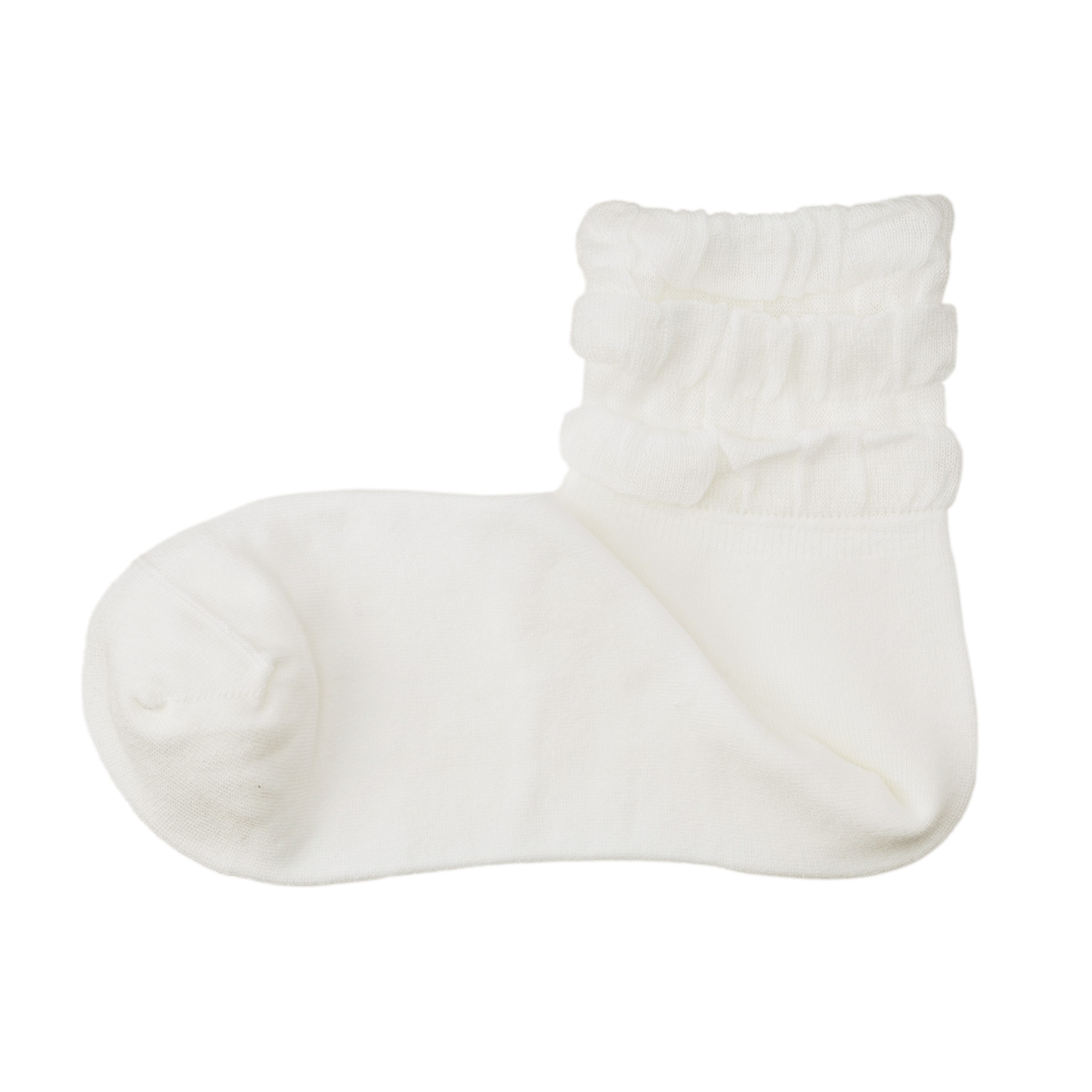 婦人　足なり直角　履き口やわらか　レーヨン混薄手フリル　ショート丈靴下