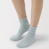 婦人　足なり直角　履き口やわらか　レーヨン混薄手フリル　ショート丈靴下