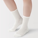 婦人　足なり直角　履き口やわらか　シアーストライプ靴下