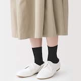 婦人　足なり直角　履き口やわらか　シアーストライプ靴下