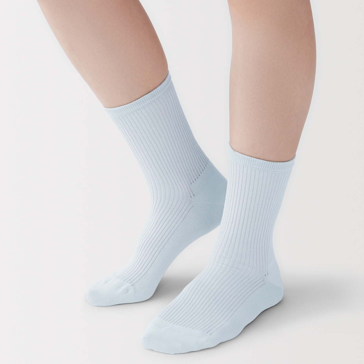 婦人　足なり直角　履き口やわらか　シアーストライプ靴下