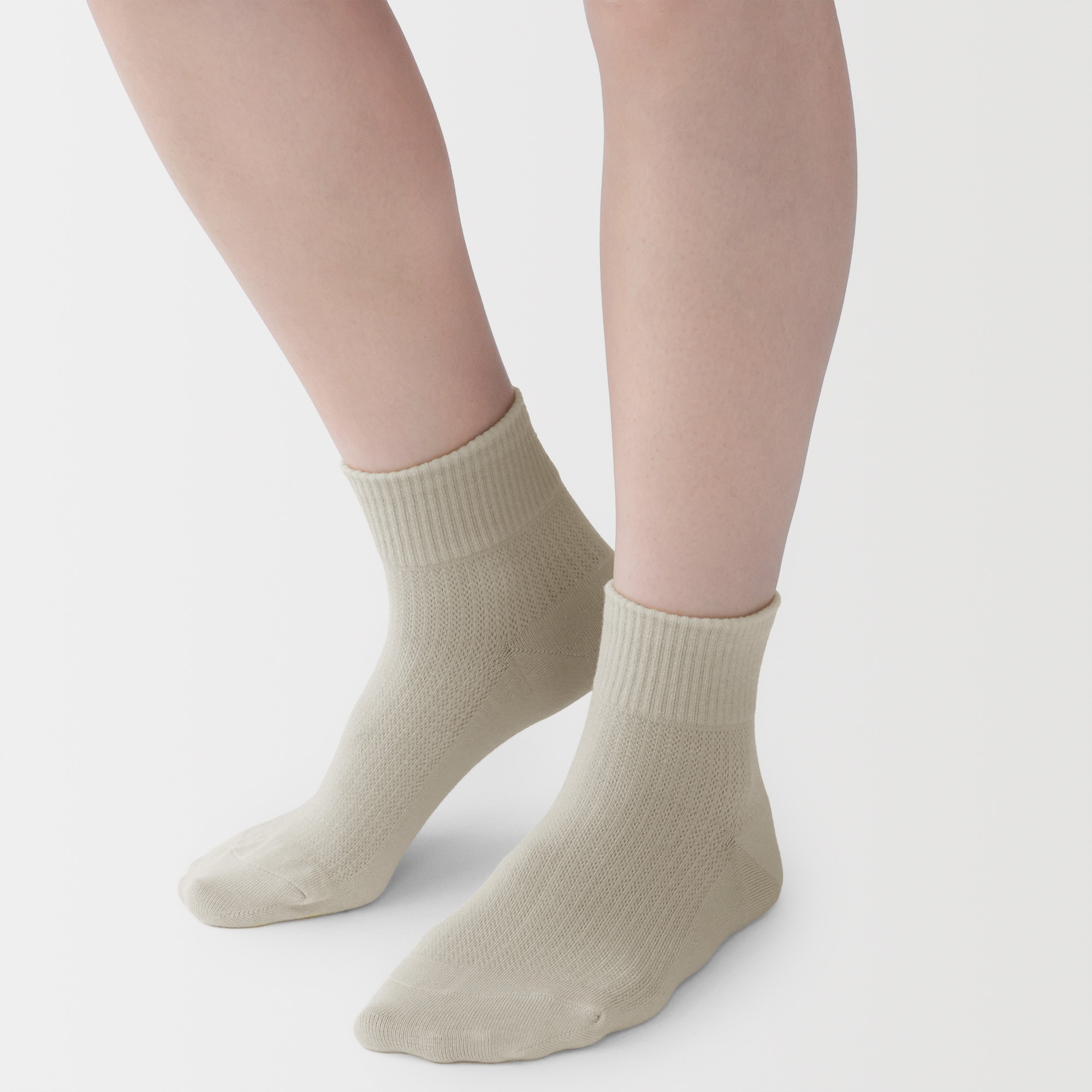 婦人　足なり直角　さらっと綿　ショート丈靴下